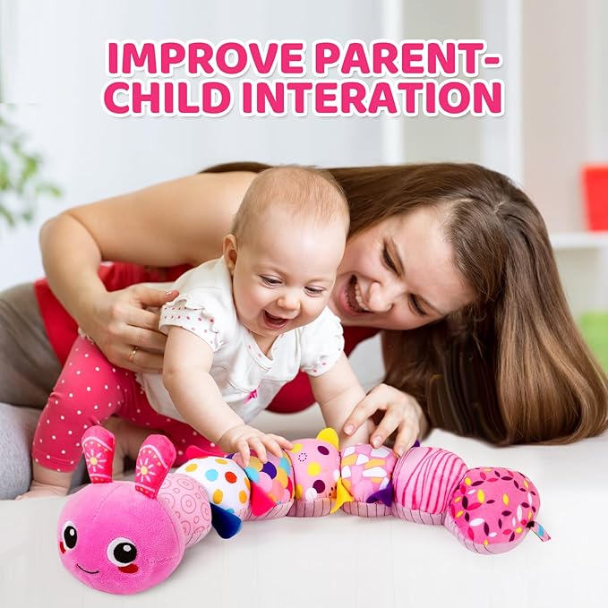 KMUYSL Baby Toys 0-6 6-12 Months, Sensory Music Animal Stuffed Toy for 0 1 2 3 4 5 6+ Months, Plush Toy with Crinkle and Rattles for Infant Newborn, Tummy Time Toys Gifts for 0-3-6-12 Month