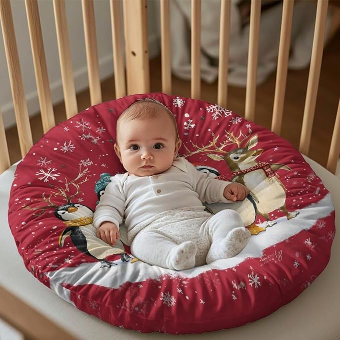 Christmas Penguin Stretchy Nursing Pillow Covers Breast Feeding Pillows Covers for Moms Ultra Soft Snug Fits On Infant Nursing Pillow Nursing Pillow Case for Newborn