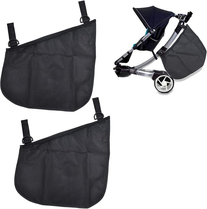 2 Pack Universal Side Sling Stroller Mesh Cargo Net and Organizer, Extra Stroller Storage Space, Non-Slip and Adjustable Straps