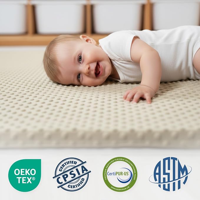 Baby Floor Play Mat for Playpen, Extra Thick 65x50 Inches Padded Mat with Ultra Soft 3D Minky Dot & Removable Washable Cover, Non-Slip & Safe for Crawling,Tummy Time,Infant/Toddler (Beige)