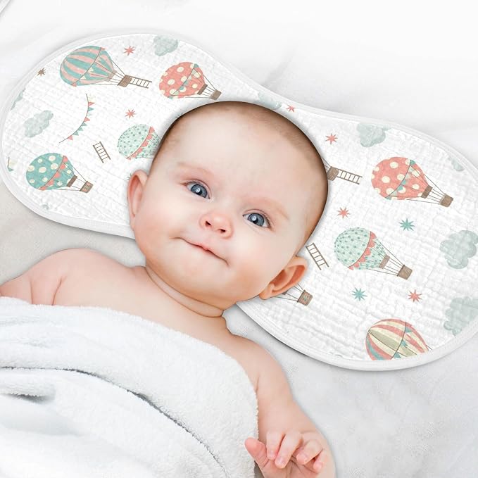 Hot Air Balloons Stars Ladder Baby Muslin Burp Cloths for Newborn Boys Girls, 4 Layer Cotton Soft Absorbent Baby Burping Washcloths 4 Pack
