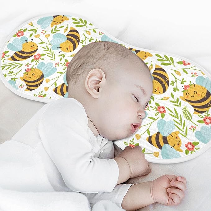 vvfelixl Burp Cloths Honey Bee Cute Bumble Bee for Baby Boy Girls Baby Washcloths Burp Rags 1 Pack