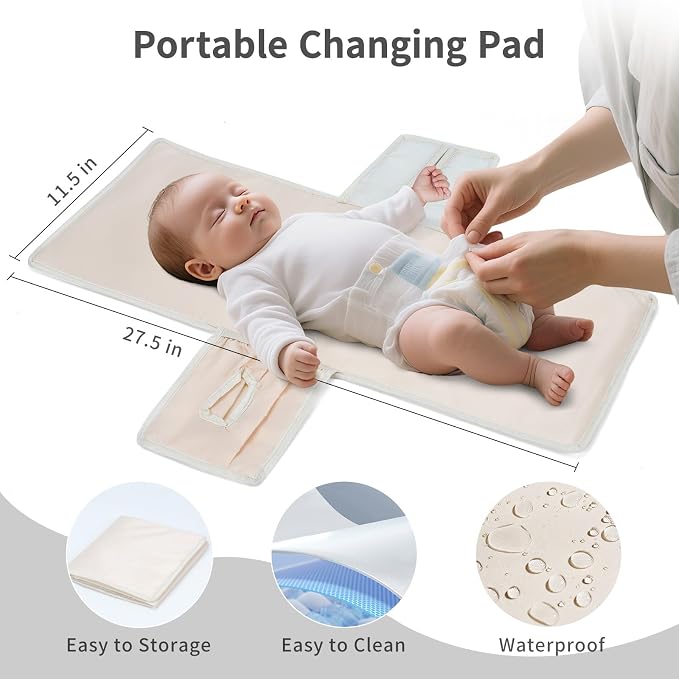 CEI-CEI Neoprene Diaper Bag Backpack Large Newborn Baby Maternity Bags Waterproof Travel Backpack for Mom Dad with Insulated Pockets,Changing Pad