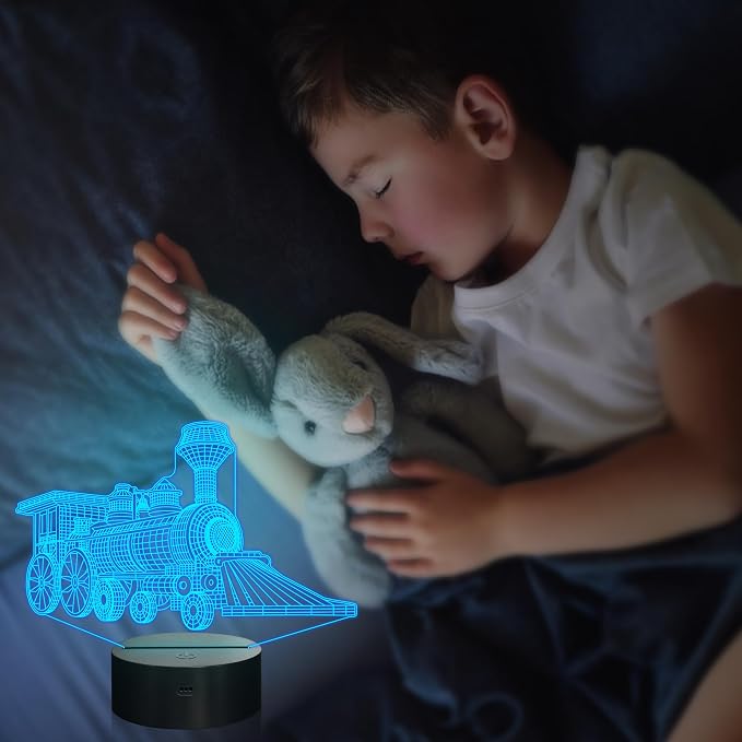 Attivolife Train 3D Gifts Lamp, Illusion Hologram Night Light with Timer Remote Control 16 Colors Changing, Kids Bedroom Decor Novelty Birthday Present for Train Model Collector Girl Boy Men