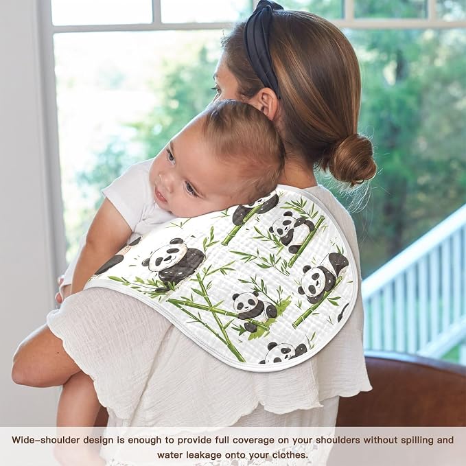 vvfelixl Baby Burp Cloths Pandas Bamboo Baby Newborn Cotton Burping Cloths Set Babys Washcloths 4 Pack