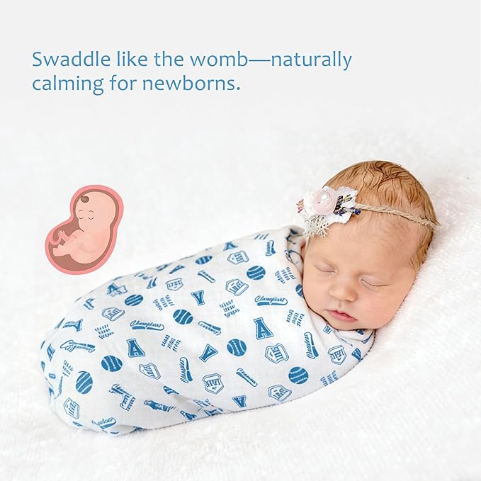 Muslin Swaddle Blankets for Newborn, Large 47"x47" Soft Breathable Bamboo Cotton Baby Blanket, Lightweight Receiving Blanket for Boys and Girls, Classic Baseball