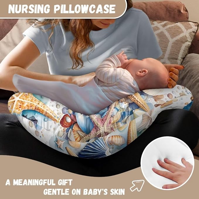 Starfish Nursing Pillowcase Fits Snug on Baby Boys Girls,Ultra Soft Breathable Nursing Pillow Cover Stretchy Nursing Pillow Cover Easy to Clean