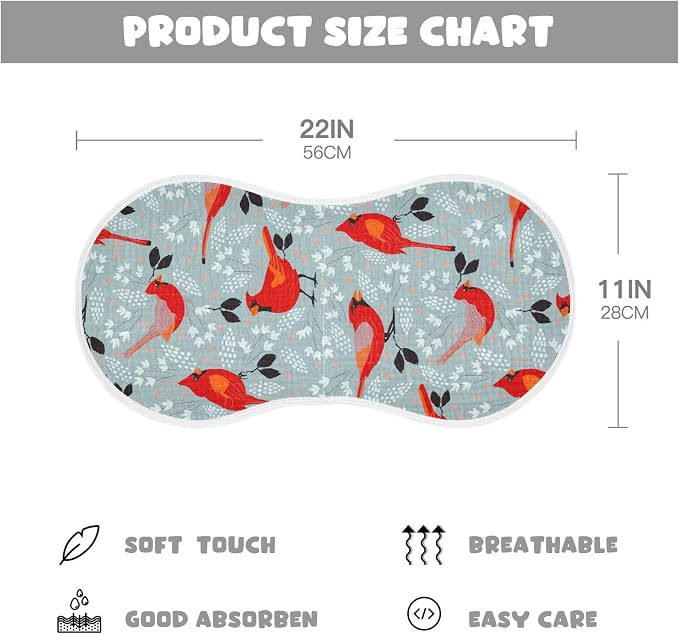 vvfelixl Cardinals Bird Burp Cloths for Baby Boy Girls Baby Washcloths Burp Rags 1 Pack
