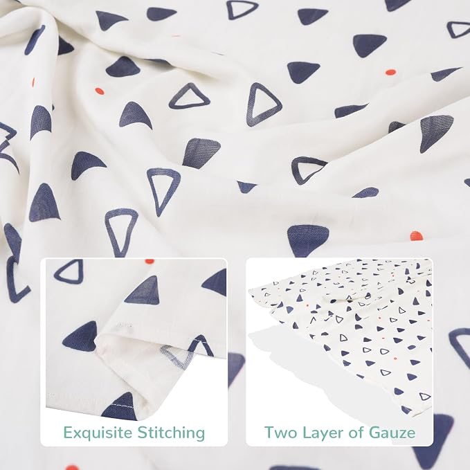 HECCEI Muslin Swaddle Blankets - Baby Muslin Blanket Large Swaddles 47 x 47 inches Breathable & Soft Baby Receiving Blanket Gender Neutral for Newborn Boys Girls, Tiny Sails