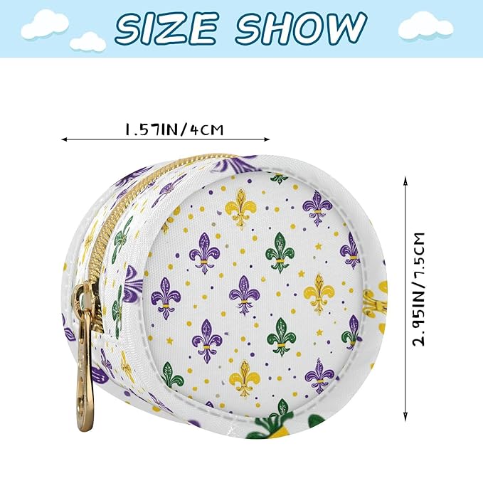 Pacifier Holder with Clip Pacifier Case for Diaper Bag Round Baby Pacifier Pouch Box Bag Portable White Shrove Tuesday Fleur-de-lis