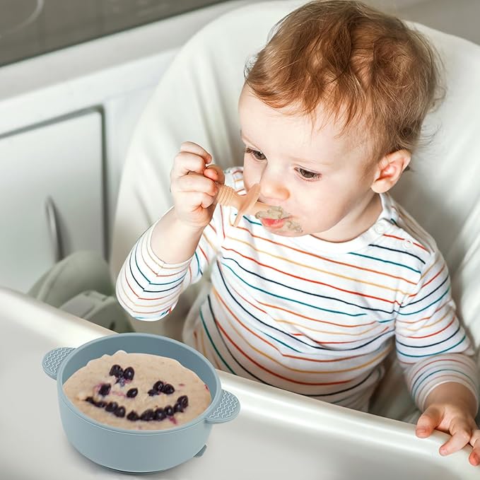 Eascrozn Baby Spoons and Forks Feeding Set, 6 Pack Silicone First Stage Self Feeding Toddler Utensils, BPA Free, Baby Led Weaning Supplies for Training Spoons