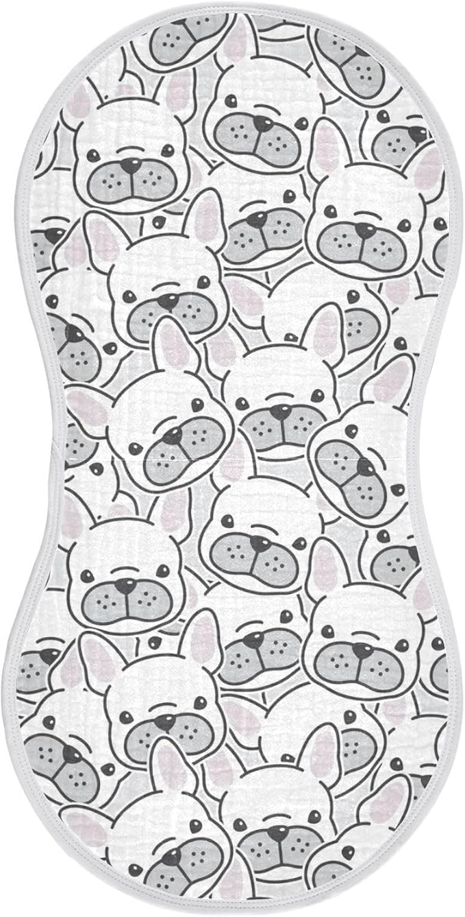 vvfelixl Burp Cloths Dog French Bulldog for Baby Boy Girls Baby Washcloths Burp Rags 1 Pack White