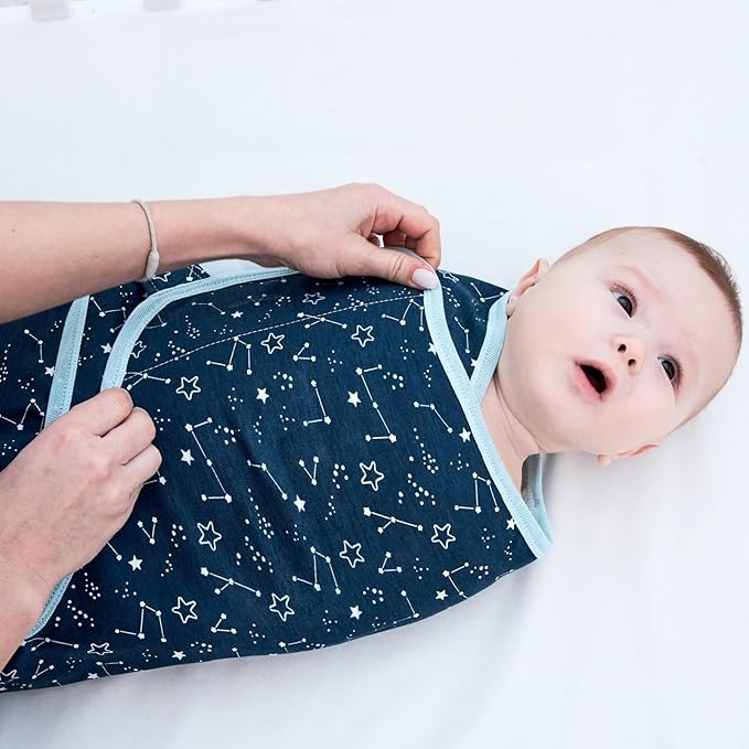 insular Baby Swaddle Wrap, Swaddle Blanket for Newborn and Infant, Adjustable Swaddling Set for Boy and Girl, Soft Cotton Baby Sleep Sack 3 Pack, Space, Medium(3-6 Month)