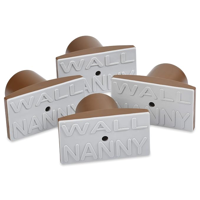 Wall Nanny Extender - 4 Inch Baby Gate Extension (Made in USA) Extends Pressure Mounted Gates + Protects Walls + Stabilizes - Child, Pet & Dog Gates - Works on Stairs - 4 Pack Wall Protector - Brown