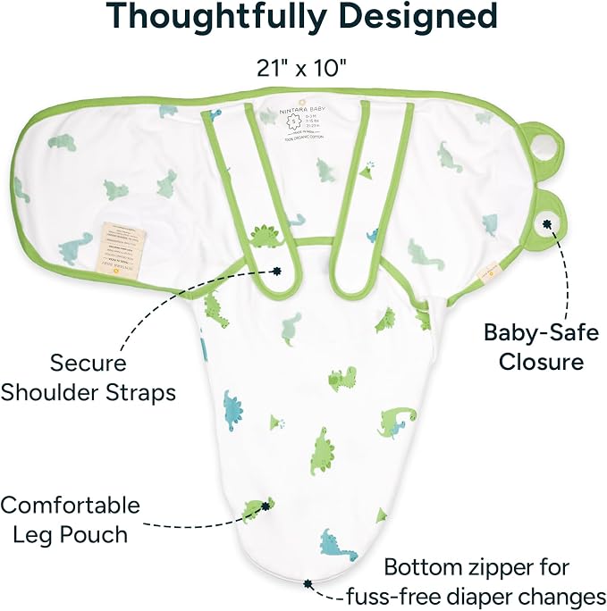Swaddle Wrap for Newborns – Premium Organic Cotton, Wake Me Not Swaddle with Baby-Safe Closure, Ultra-Soft & Snug Sleep Sack, Breathable Swaddling Blanket, Gifts for 0-3 Months, Pack of 2