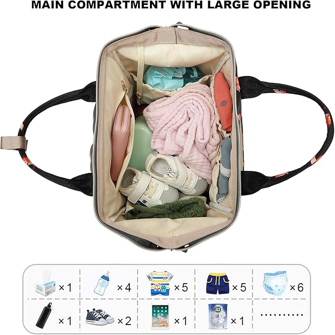 Fox Baby Diaper Bag Backpack for Women, Large Capacity Waterproof Maternity Travel Nappy Backpacks with Stroller Straps