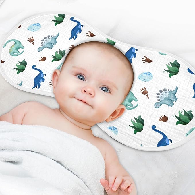 vvfelixl Baby Burp Cloths Palm Tree and Dinosaur Baby Newborn Cotton Burping Cloths Set Baby Washcloths 4 Pack