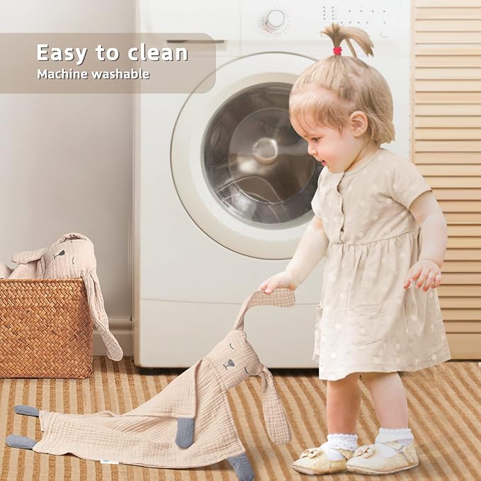 lulumoon Puppy Security Blanket: Skin-Friendly Muslin Lovey for Travel & Daycare - Snuggle Lovie for Self-Soothe