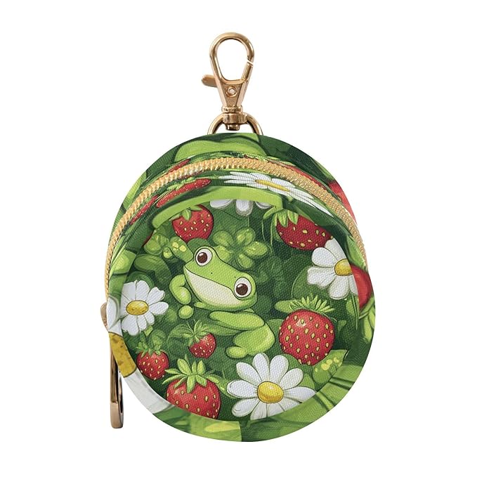 Pacifier Holder with Clip Pacifier Case for Diaper Bag Round Baby Pacifier Pouch Box Bag Portable Black Cute Frog and Strawberry Daisy