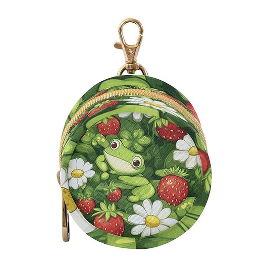 Pacifier Holder with Clip Pacifier Case for Diaper Bag Round Baby Pacifier Pouch Box Bag Portable Black Cute Frog and Strawberry Daisy