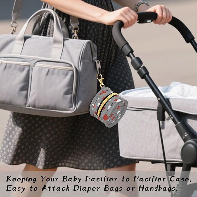 Oh-io State Polyester Pacifier Holder Case Portable Container Accommodate Baby Binky Cover Pouch Pacifiers Storage Case with Circular Buckle