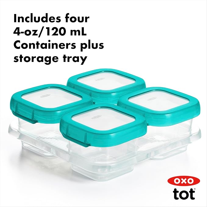 OXO Tot Baby Blocks Freezer Storage Containers Teal (4 Oz)