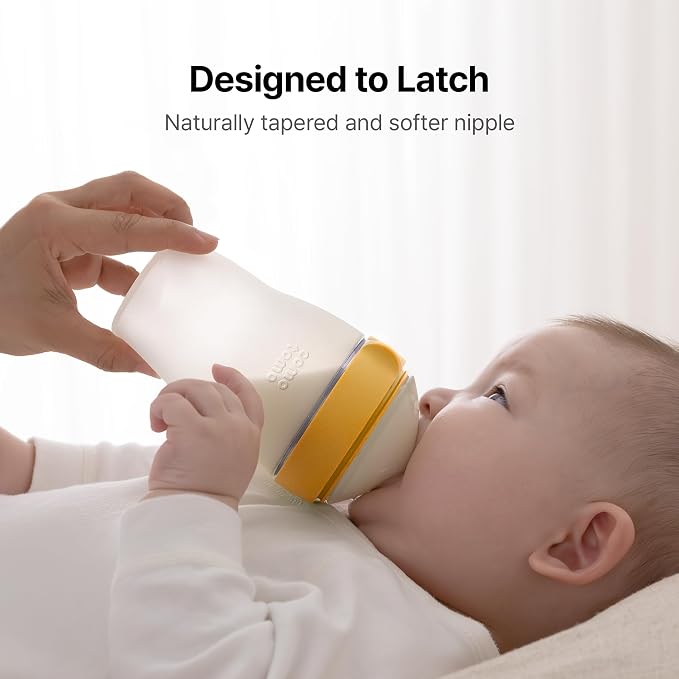 Comotomo Silicone Baby Bottle Gen 2 – 2026 Release (8oz) – Soft, Wide-Neck Bottle for Comfortable Feeding with Dual Anti Colic Vents (Includes Medium Flow Nipples), Yellow