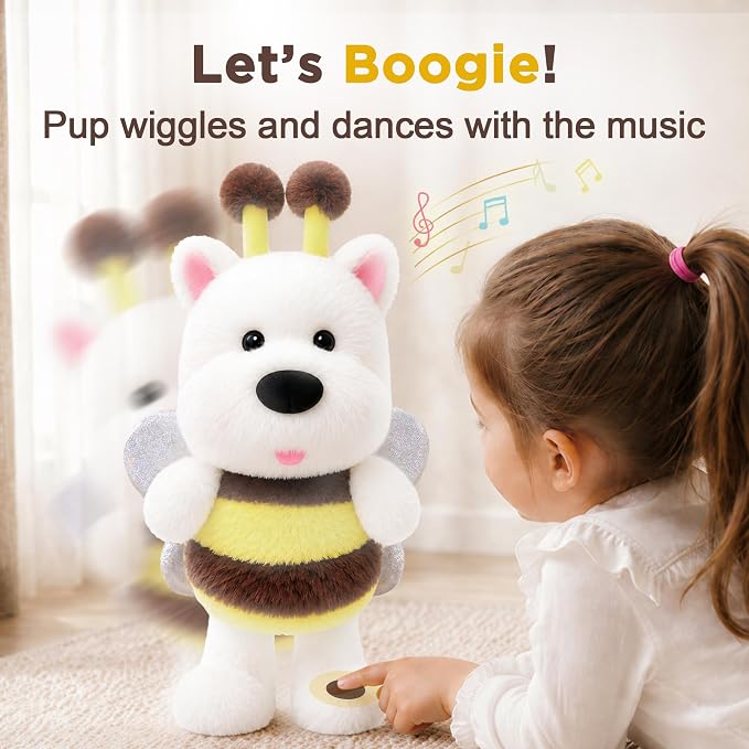 iPlay, iLearn Baby Talking Dog Toy, Toddler Musical Plush Dancing Stuffed Animal, Interactive Electronic Singing & Repeat Tummy Time Toy, Birthday Gifts 12-18 Month Infant, 1 2 3 Year Old Kid Girl Boy