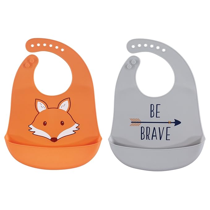Hudson Baby Unisex Baby Silicone Bibs, Fox, One Size