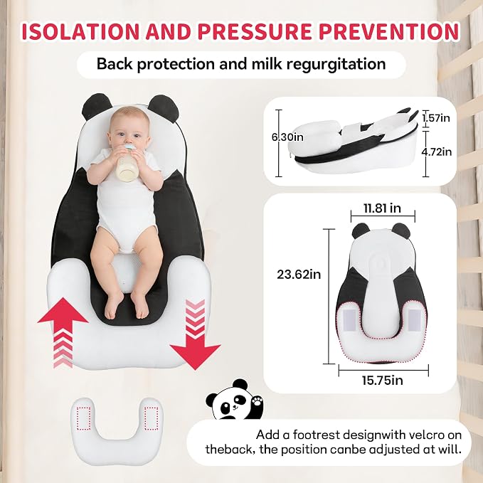 Rootling Baby Feeding Pillow, Anti Overflow Feeding Pillow for Reducing Spit-Up, Safety Nursing Pillow, Baby Lounger Reflux Wedge Breastfeeding, Removable top and Bottom