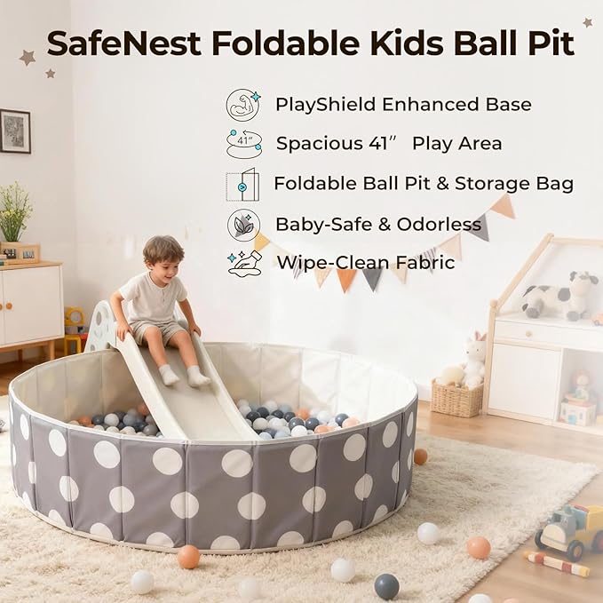 40Inch Kids Ball Pit, Foldable & Portable & Reusable Balls Pool for Toddlers,Playpen/Fence for Baby, Play Pool for Dog, Indoor & Outdoor Use, Oversized