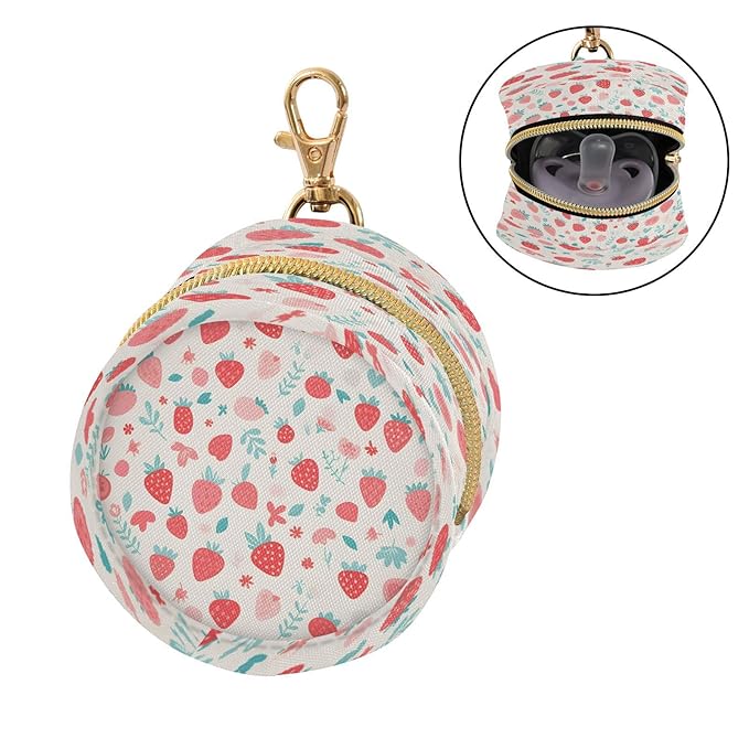 Watercolor Strawberry Pacifier Holder Case Portable Newborn Baby Pacifiers Pouch with Clip for Boys & Girls