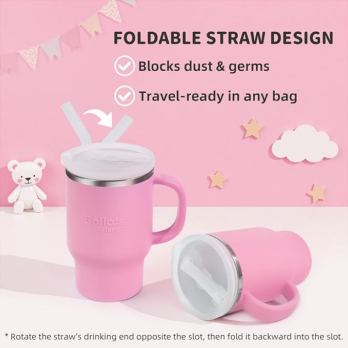 Handy Mini Tumbler, 9 oz Sippy Cups for Toddlers 1-3, Stainless Interior, Leak‑Proof Toddler Cups, Birthday Gifts for 1 Year Old Girls Boys, Baby Girl Essentials, 2 Pack, Lilac Peony