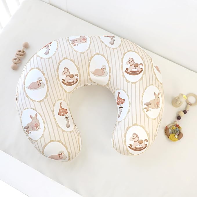 DILIMI Nursing Pillow Cover, Stretchy Removable Case for Breastfeeding Pillows, Ultra Soft Comfortable Slipcover for Baby Girl and Boy, Farm