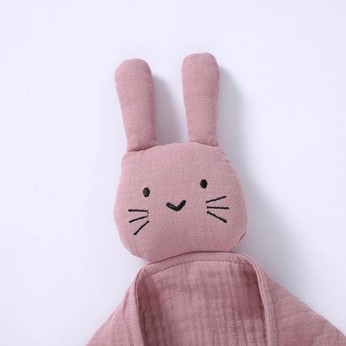 Organic Cotton Bunny Loveys for Babies,Newborn Baby Lovey Security Blanket,Lovies for Babies New Born Baby Unique Neutral Gifts Boys and Girls (Bunny-Baby Pink)