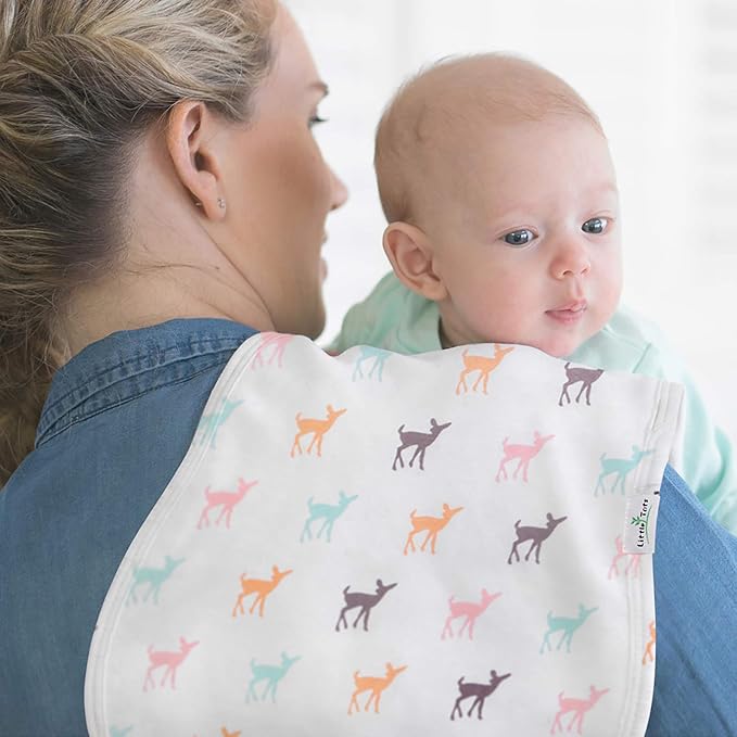 Little Tots Burp Cloths 100% Cotton Baby Burp Set, Absorbent & Soft Burping Cloth Newborn Towel for Newborns & Babies Boys & Girls Unisex 5 Pack (Full of Love)