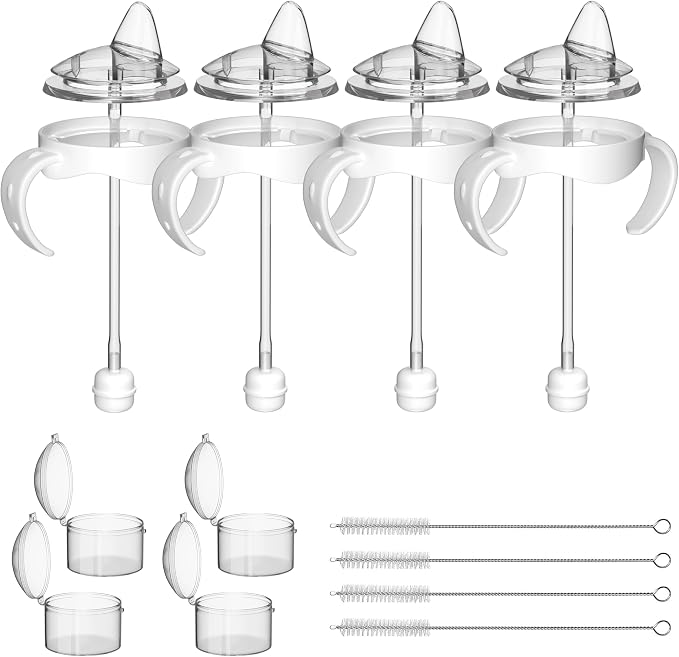 Spout Sippy Cup Conversion Kit for Philips Avent Natural Baby Bottles,Sippy Cups Transition Kit with Soft Spout top,Weighted Straw, Bottle Handle, Cleaning Brush, Dust-Proof Case, 6m+, 4 Pack
