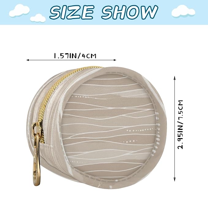 Pacifier Holder with Clip Pacifier Case for Diaper Bag Round Baby Pacifier Pouch Box Bag Portable Light Brown Boho Wave