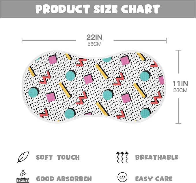 Muslin Burp Cloths for Baby Boys and Girls - 1-Pack Ultra Absorbent Retro 80s 90s Muslin Washcloths, Newborn Towel, Milk Spit Up Rags, Burp Cloth Bib for Unisex, 22 x 11 Inch