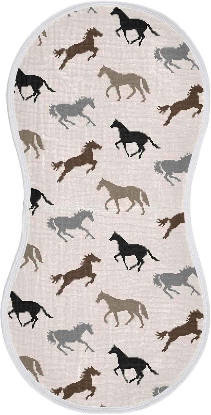 vvfelixl Baby Burp Cloths Pixel Horse Baby Newborn Cotton Burping Cloths Set Baby Washcloths 4 Pack