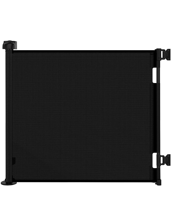 Retractable Baby Gate for Stairs & Doorways, 55" Wide x 33.6" Tall Easy Installation Mesh Dog Gate for Indoor & Outdoor Use,Pet and Dog Safety Gate for Hallways(Black)