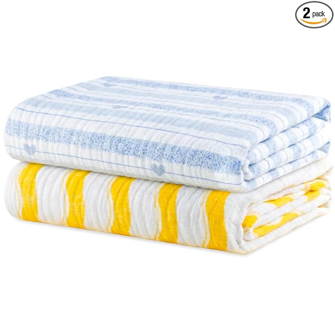 Muslin Swaddle Blankets for Newborns, 2 Pack Multipurpose 100% Organic Cotton, Ultra Soft Breathable Receiving Blanket 47 x 47 inches, Swaddle Wrap for Baby Boys & Girls