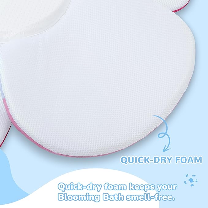 Premium Baby Bath Pad with Butterfly Flower - Ultra Soft & Quick Dry Bathtub Mat for Newborns, Anti-Slip Sink Cushion (Red-Blue)