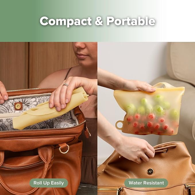 Haakaa On-The-Go Silicone Microwave Steam Sterilizer Bags for Travel, 40oz/1250ml Reusable Silicone Steaming Bags for Baby Bottles, Breast Pump, Accessories, Pacifiers, Teethers, Pineapple/1PC