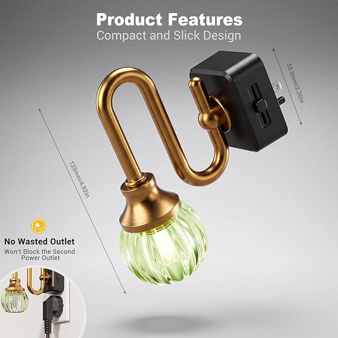 JandCase Night Light, Night Lights Plug into Wall, Green Tulip LED Nightlight, 0-100 LM Dimmable Nightlights, Dusk to Dawn Sensor, 1W Vintage Nite Light for Bathroom Hallway Gift Decor, 1 Pack