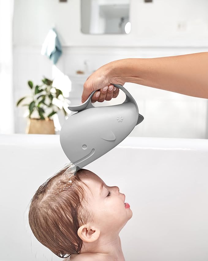 Skip Hop Soft Sink Baby Bath Tub and Rinse Cup, Moby Grey, 0-6 Months