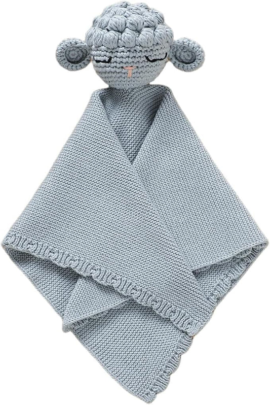 Neiwech Sheep Snuggle Loveys for Babies Cotton Baby Security Blanket for Newborn Infant Boys Girls Water Blue