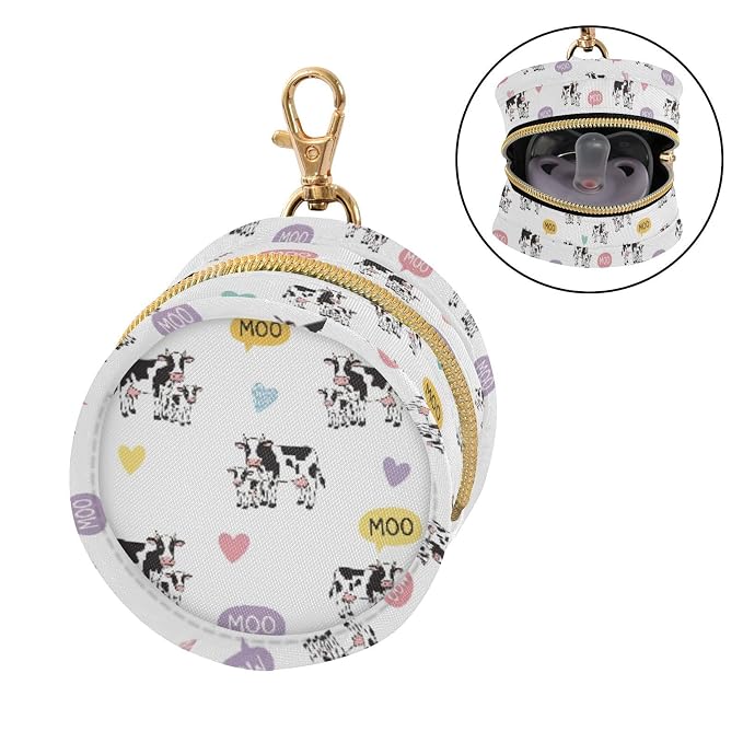 Cow Hearts White Print Pacifier Holder Case for Diaper Bag Portable Travel Pacifier Storage Case with Clip Pacifier Cover Pouch Bag for Outdoor Purse Baby Boys Girls