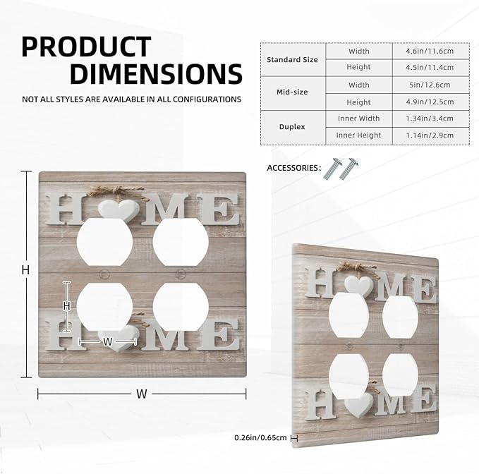 Country Lodge Sweet Home Family Countryside 2-Gang Device Duplex Wall Plate, Romantic Farmhouse Wood Sign Letter Decorative Two Gang Double Duplex Receptacle Socket Outlet and Light Switch Cover Plate