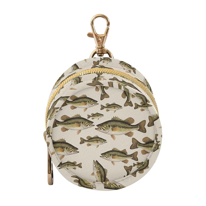 Sea Bass Fish Pattern Baby Pacifier Holder Case with Clip Portable Pacifier Storage Organizer Round Container Pouch Box Fits Diaper Bag Stroller Purse